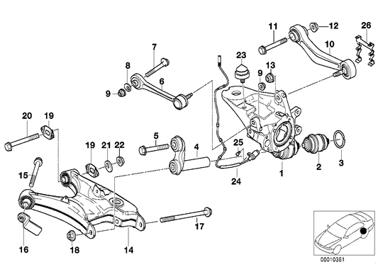 Genuine BMW 33326757320 E39 Wheel Carrier, Rear Right (Inc. 525i, 523i & 530d) | ML Performance US US Car Parts