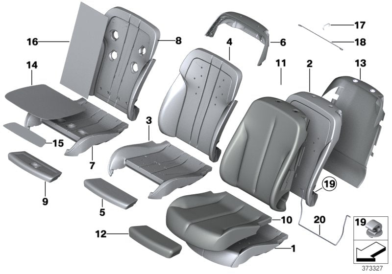 Genuine BMW 52107308054 Pad, Comfort, Climate, Active Seat Right CIS (Inc. 650iX, Alpina B6 & 640iX) | ML Performance US US Car Parts