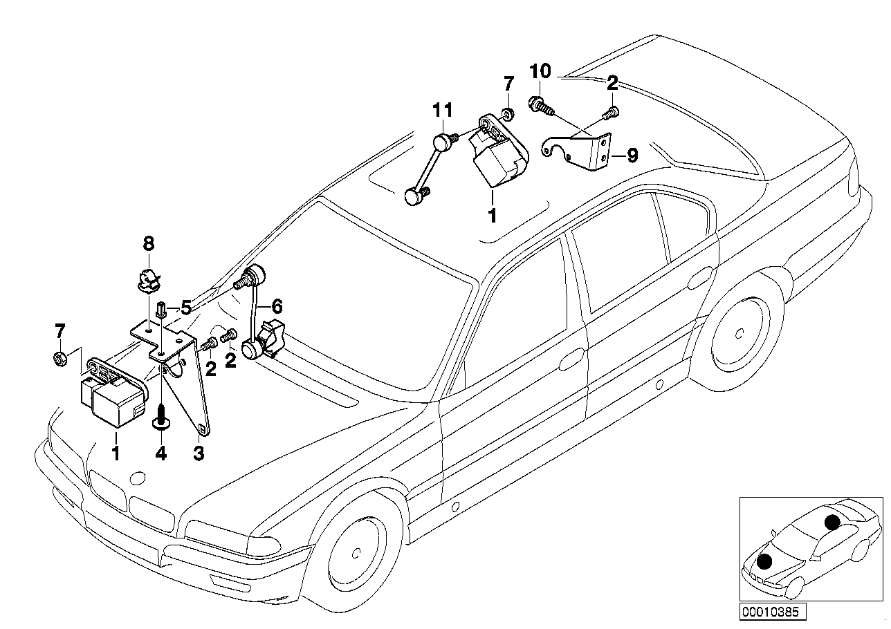 Genuine BMW 37141095034 E38 E52 Right Ride Height Sensor Bracket (Inc. 728i, Alpina V8 & 740iLP) | ML Performance US US Car Parts