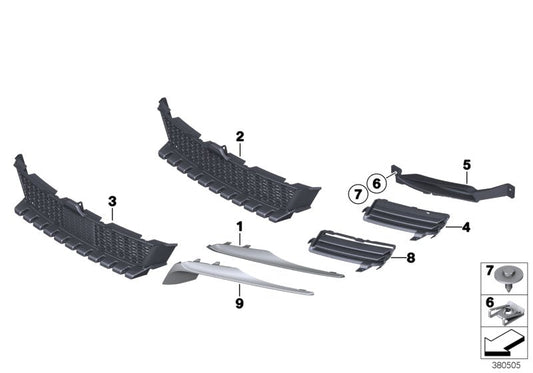 Genuine BMW 51117211471 Grill, Air Intake, Center (Inc. 650iX 4.4, 650iX 4.0 & 640i) | ML Performance US US Car Parts