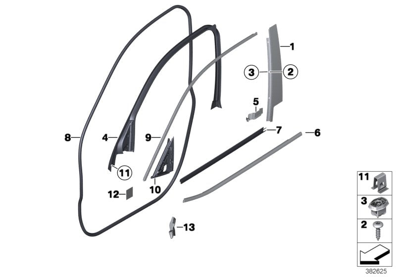 Genuine BMW 51337205714 F25 Channel Cover,Exterior,Door, Front Right ALU-MATT (Inc. X3) | ML Performance US US Car Parts