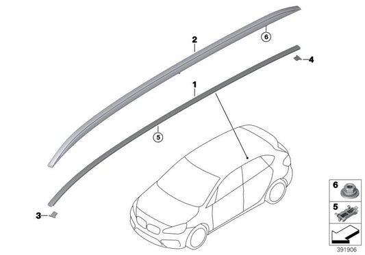 Genuine BMW 51137400089 Roof Molding Prime-Coated Left (Inc. 225i, 225iX & 216d) | ML Performance US US Car Parts