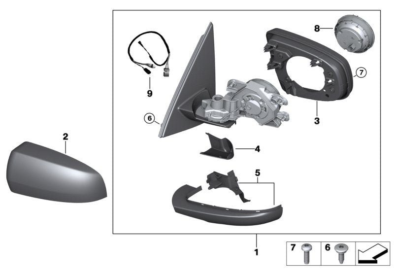 Genuine BMW 51167282721 E70 Heated Outside Mirror, Left (Inc. X5) | ML Performance US US Car Parts