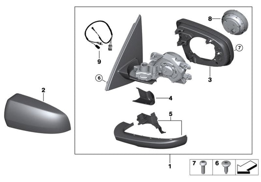 Genuine BMW 51167282721 E70 Heated Outside Mirror, Left (Inc. X5) | ML Performance US US Car Parts