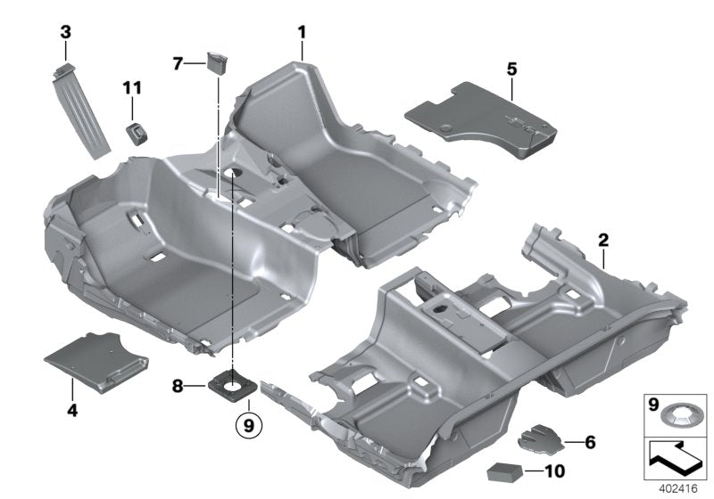 Genuine BMW 51477305552 Floor TriCover, Front VENETOBEIGE (Inc. 420dX, 428iX & 420iX) | ML Performance US US Car Parts