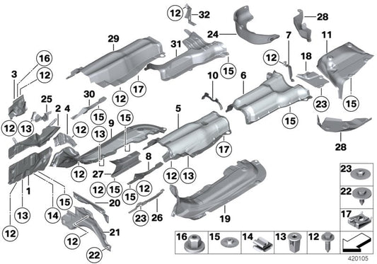 Genuine BMW 51487202858 Tunnel Heat Insulator (Inc. 528iX, 535d & Hybrid 5) | ML Performance US US Car Parts