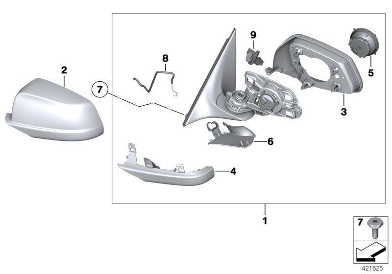 Genuine BMW 51167283560 Outside Mirror W/Out Glass Heated Right SHADOW-LINE (Inc. 535i, 535dX & M550dX) | ML Performance US US Car Parts