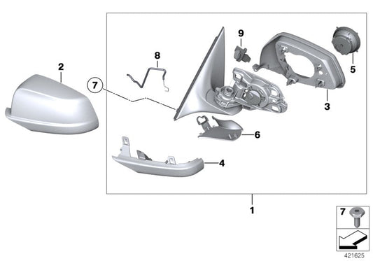 Genuine BMW 51167283560 Outside Mirror W/Out Glass Heated Right SHADOW-LINE (Inc. 535i, 535dX & M550dX) | ML Performance US US Car Parts
