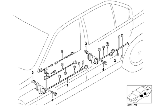 Genuine BMW 61128383786 E39 Wiring Co-Drivers Side (Inc. 523i, 540i & 520i) | ML Performance US Car Parts