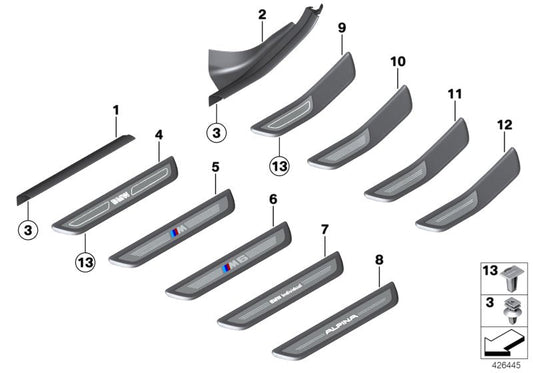 Genuine BMW 51477277250 F06 F06 Cover, Door Sill, Lighted, Rear Right (Inc. 650iX, 650i & 640iX) | ML Performance US Car Parts