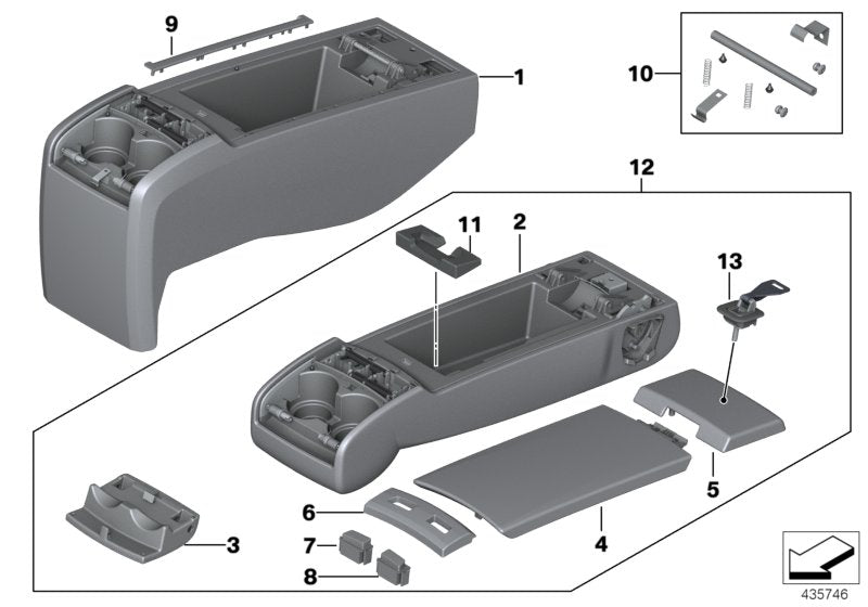 Genuine BMW 52207269420 Armrest Lower Leather LCEW,LCEX,LCET (Inc. 528i, 550iX 4.0 & 535iX) | ML Performance US US Car Parts