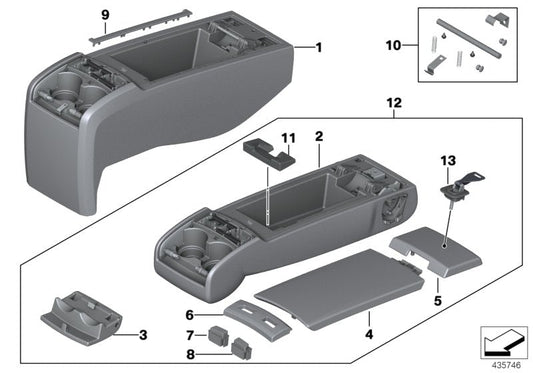 Genuine BMW 52207269420 Armrest Lower Leather LCEW,LCEX,LCET (Inc. 528i, 550iX 4.0 & 535iX) | ML Performance US US Car Parts