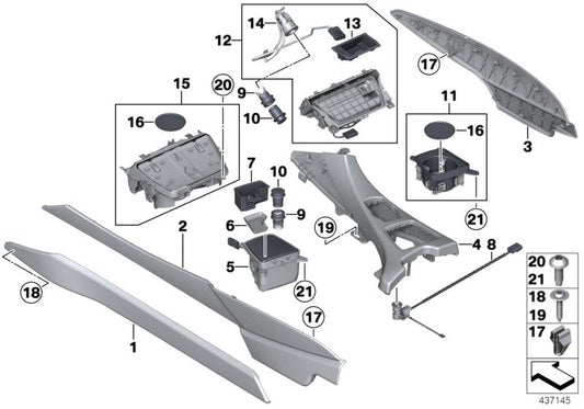 Genuine BMW 51169350070 TriCover, Center Console, Right COGNAC (Inc. 650i, 650iX 4.4 & 640d) | ML Performance US US Car Parts