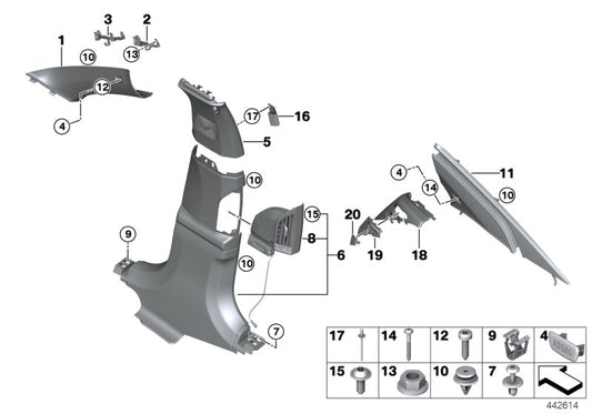 Genuine BMW 51437420070 G11 Trim, B-Pillar, Leather, Lower Right ELFENBEINW. /SW (Inc. 750LiX, 730Li & 750i) | ML Performance US US Car Parts