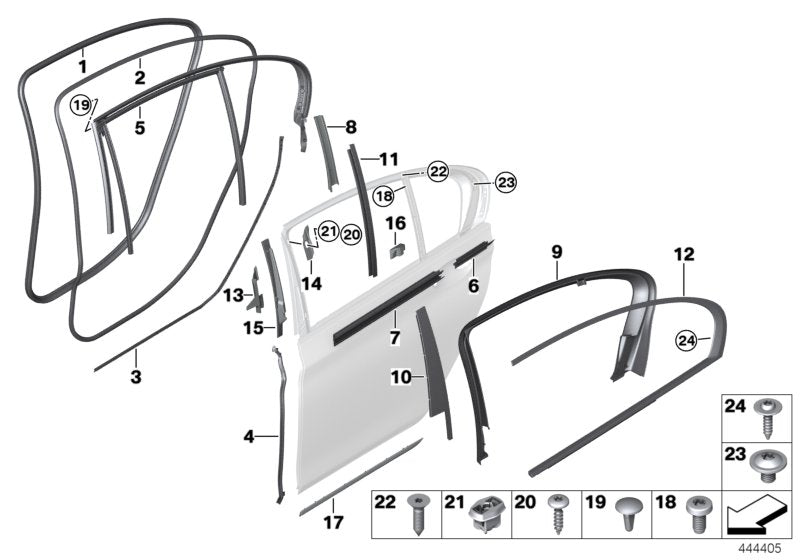 Genuine BMW 51337438020 G11 Seal, B-Pillar, Top, Rear Door, Right (Inc. 740i, 730i & 745Le) | ML Performance US US Car Parts