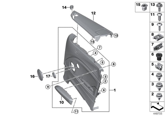 Genuine BMW 51439490020 Side TriCover, Leather, Right BLACK EXKLUSIV (Inc. 228i, 218d & 230iX) | ML Performance US US Car Parts