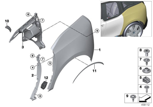 Genuine BMW 51137462328 Right Rear Side Panel (Inc. i3 120Ah Rex, i3 120Ah & i3s 94Ah) | ML Performance US US Car Parts