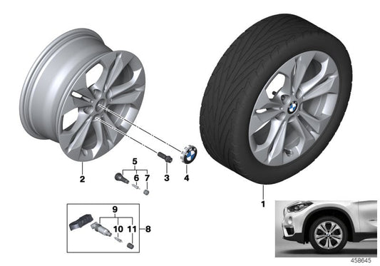 Genuine BMW 36116856065 F39 Disc Wheel, Light Alloy, Reflex-Silber 7,5JX17 ET:52 (Inc. X1 & X2 20iX) | ML Performance US US Car Parts
