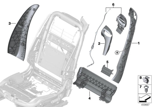 Genuine BMW 52107261791 Trim For Backrest, Outer Left SCHWARZ (Inc. M4, M6 & 440i) | ML Performance US US Car Parts
