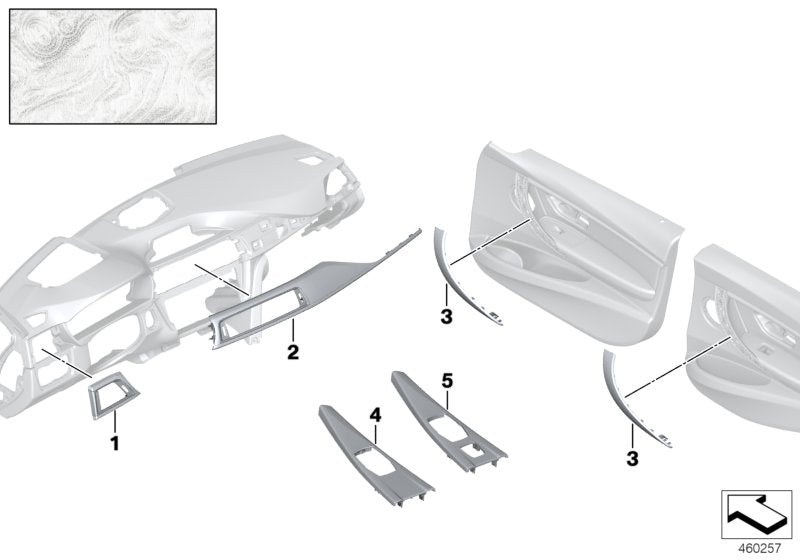 Genuine BMW 51167984635 F83 Decor Panel For Centre Console ESCHEMASER WEIß (Inc. 435i, 430iX & 430i) | ML Performance US US Car Parts