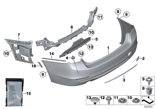 Genuine BMW 51127312724 Bumper Trim Panel, Primed, Rear BASIS 1-FLUTIG (Inc. 320d, 320dX & 320d ed) | ML Performance US US Car Parts