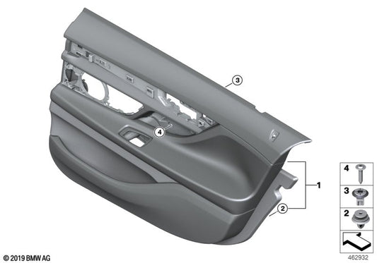 Genuine BMW 51427448360 Door Lining Leather Rear Right SCHWARZ (Inc. 750LiX 4.0, 740i & M760LiX) | ML Performance US US Car Parts