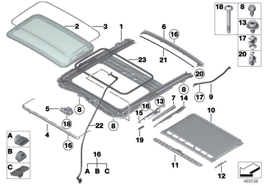 Genuine BMW 54107300238 F22 Frame Sliding-Lifting Roof Complete (Inc. 318dX, 325d & 430iX) | ML Performance US US Car Parts