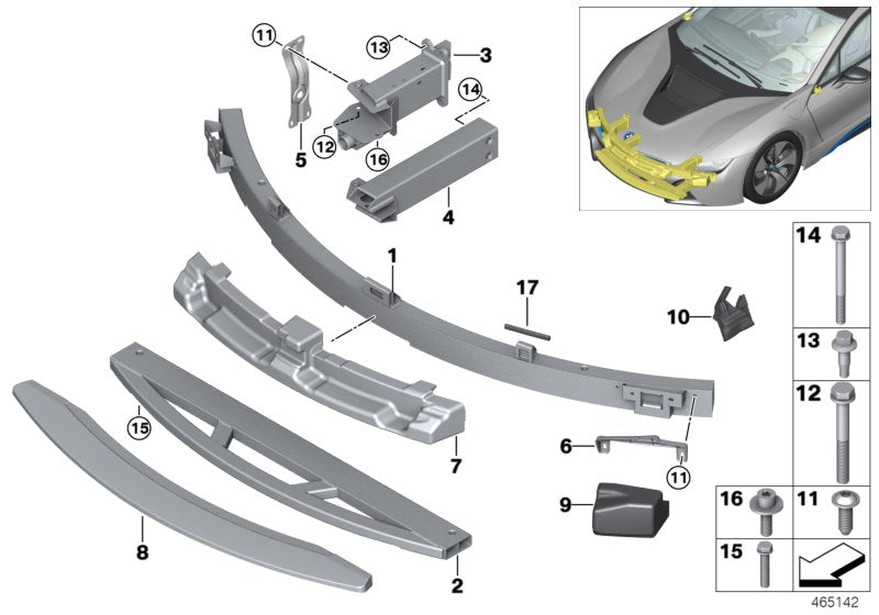 Genuine BMW 51117336205 I15 I12 Deformation Element, Front Lower Left (Inc. i8) | ML Performance US US Car Parts