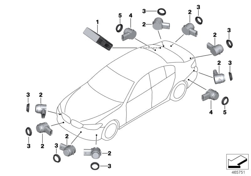 Genuine BMW 66209359094 G11 G31 Ultrasonic Sensor, Jatoba WB65 (Inc. 730dX, 630d & 740eX) | ML Performance US US Car Parts