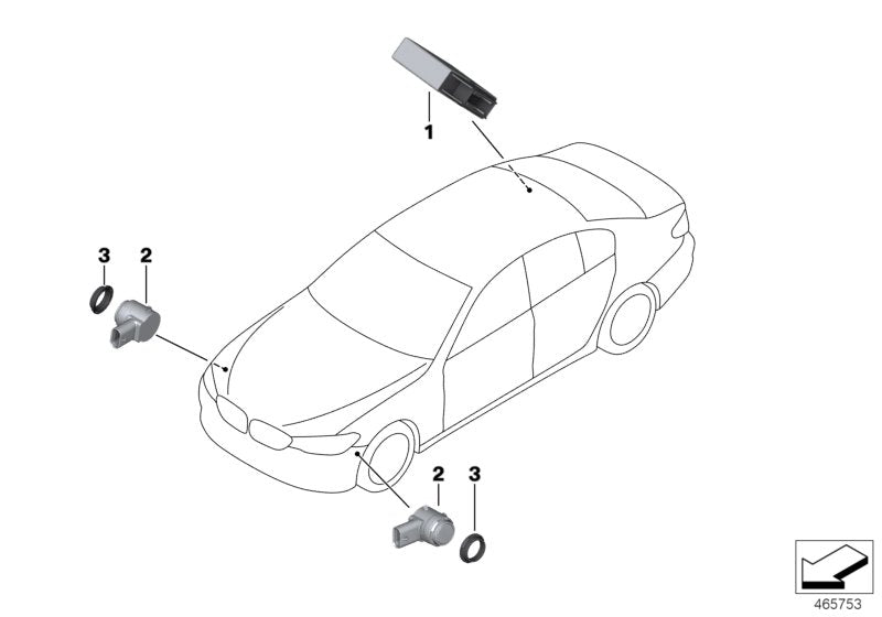 Genuine BMW 66209361561 F90 G11 Ultrasonic Sensor, Singapore Gray WB41 (Inc. 750LiX 4.4, 740Le & 740iX) | ML Performance US US Car Parts