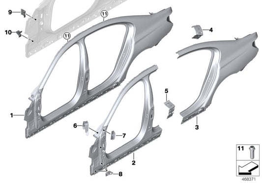 Genuine BMW 41217425171 G11 G11 Reinforcement Plate, C-Pillar, Left (Inc. 750i, 730i & 730d) | ML Performance US US Car Parts