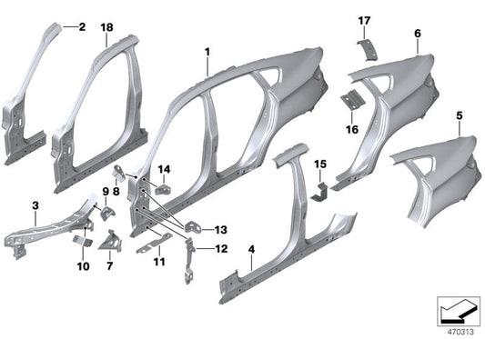 Genuine BMW 41217275588 E71 E72 Reinforcement Plate, C-Pillar, Right (Inc. X6) | ML Performance US US Car Parts