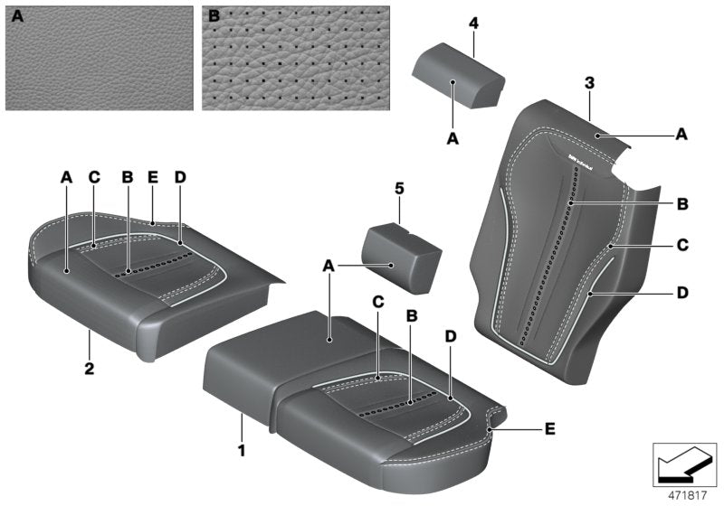 Genuine BMW 52207989254 F15 Cover For Comfort Seat, Leather Right INDIVIDUAL (Inc. X5) | ML Performance US US Car Parts
