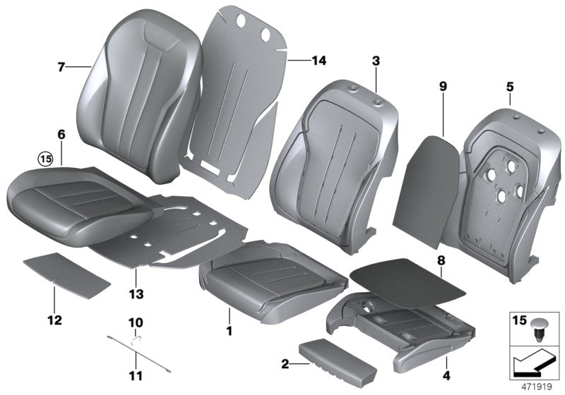 Genuine BMW 52107352288 F15 Leather Cover Sport Backrest Right MOKKA (Inc. X5) | ML Performance US US Car Parts