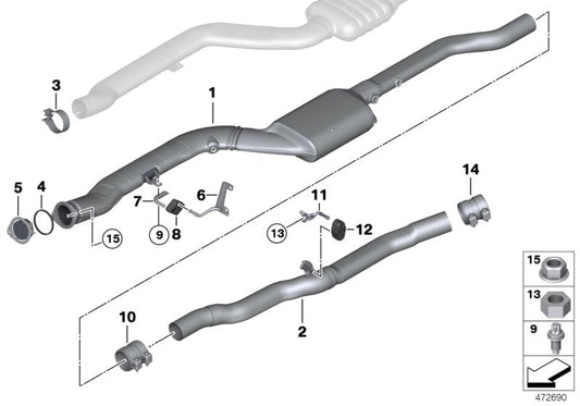 Genuine BMW 18307823923 Intermediate Pipe (Inc. 525d, 530dX & 530d) | ML Performance US US Car Parts