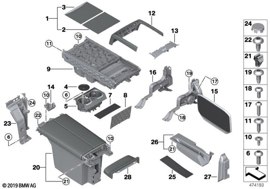 Genuine BMW 51169354206 Cover, Armrest Lock Mechanism (Inc. 745LeX, 730LdX & M760iX) | ML Performance US US Car Parts