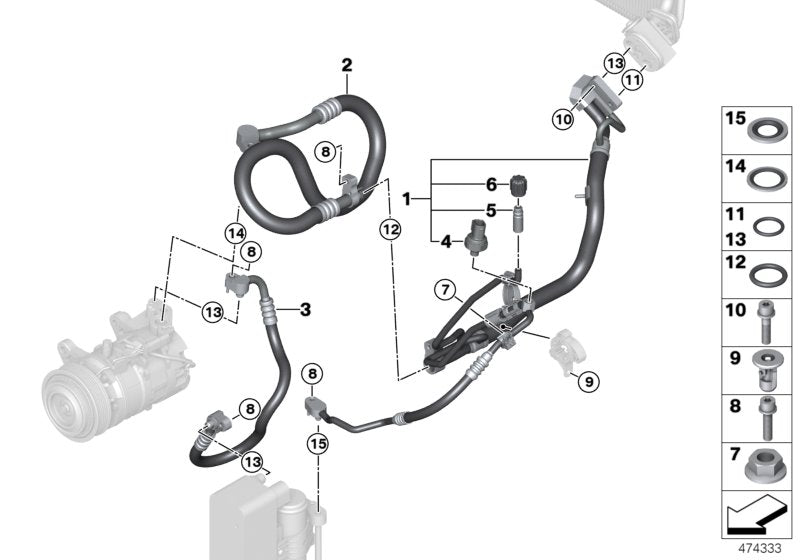 Genuine BMW 64539337126 F21 Refrigerant Line, Dual Line R1234YF (Inc. 330i, 220i & 320i) | ML Performance US US Car Parts