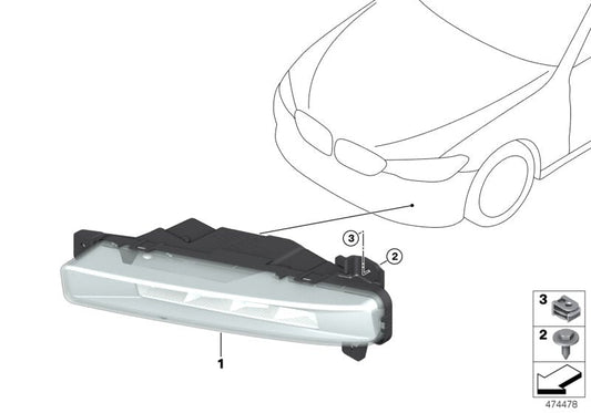 Genuine BMW 63179477172 G32 G30 G31 Front Fog Lamp, Led, Right BLENDE BLACK (Inc. 620d, 530dX & 640iX) | ML Performance US US Car Parts