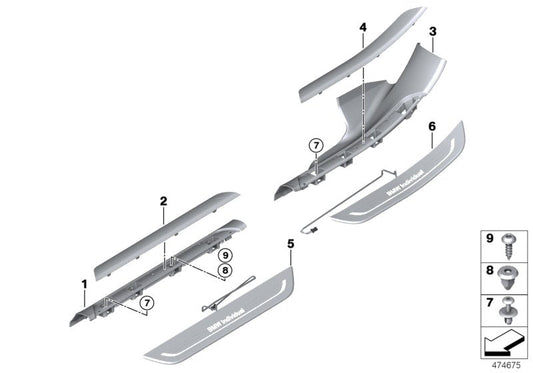 Genuine BMW 51477407308 G11 Cover Molding, Sill, Rear Inner Right ELFENBEINWEISS (Inc. 740LdX, 745Le & 740Li) | ML Performance US US Car Parts