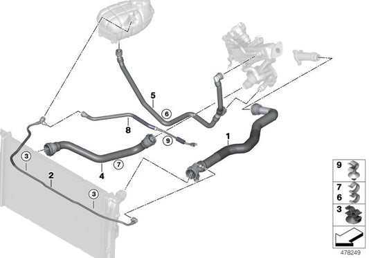 Genuine BMW 17128514077 F20 F21 Hose For Cylinder Head Radiator (Inc. 114d & 116d)