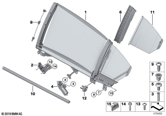 Genuine BMW 51357304346 Sun Blind, Triangular Window Right (Inc. 750i, 730i & 750iX) | ML Performance US US Car Parts