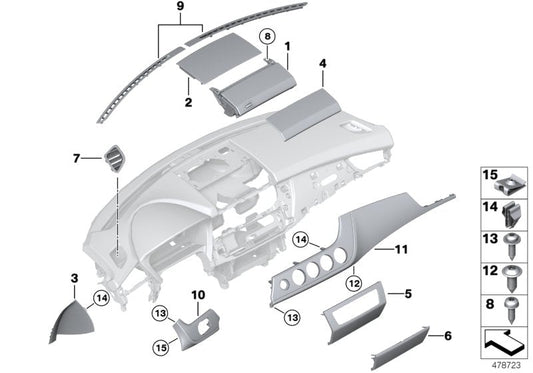 Genuine BMW 51459322738 E89 Trim For Dashboard Leather Top Center SCHWARZ/BRAUN (Inc. Z4 35is, Z4 28i & Z4 23i) | ML Performance US US Car Parts