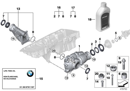 Genuine BMW 31507613576 E71 At-Front Differential I=3,91 (Inc. X6 35iX) | ML Performance US US Car Parts