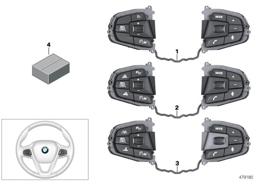 Genuine BMW 61319388746 G11 G31 Switch, Multifunct. Steering Wheel (Inc. 520i 1.6, 740dX & 730d) | ML Performance US US Car Parts