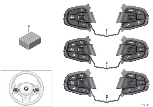 Genuine BMW 61318053147 G02 G30 G01 Switch, Multifunct. Steering Wheel (Inc. X3 30iX, 640iX & 530i) | ML Performance US US Car Parts