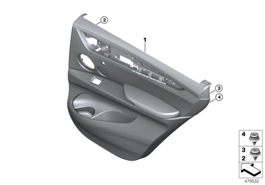 Genuine BMW 51428066164 Door Trim Panel, Rear, Right SCHWARZ (Inc. X5 M) | ML Performance US US Car Parts