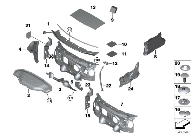 Genuine BMW 51487298899 F46 Sound Insulat., Splash Wall, Upper Part LHD (Inc. 218d, 225xe & 218i) | ML Performance US US Car Parts