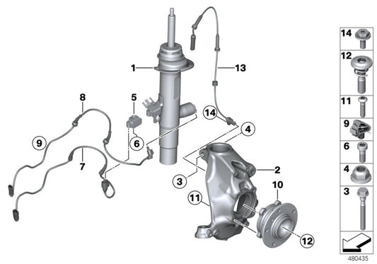 Genuine BMW 37116883155 F32 F36 Left Front Spring Strut (Inc. 440iX, 420iX & 420dX)
