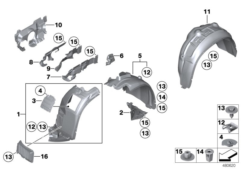 Genuine BMW 51712990088 E84 Cover, Wheell Housing, Rear Right (Inc. X1) | ML Performance US US Car Parts