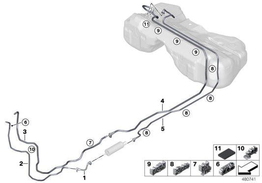 Genuine BMW 16127386652 G30 G11 Front Fuel Feed Line (Inc. 520dX, 730LdX & 725Ld) | ML Performance US US Car Parts